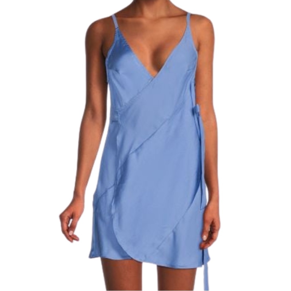 Free People Like Me Or Love Me Wrap Mini Slip Dress
